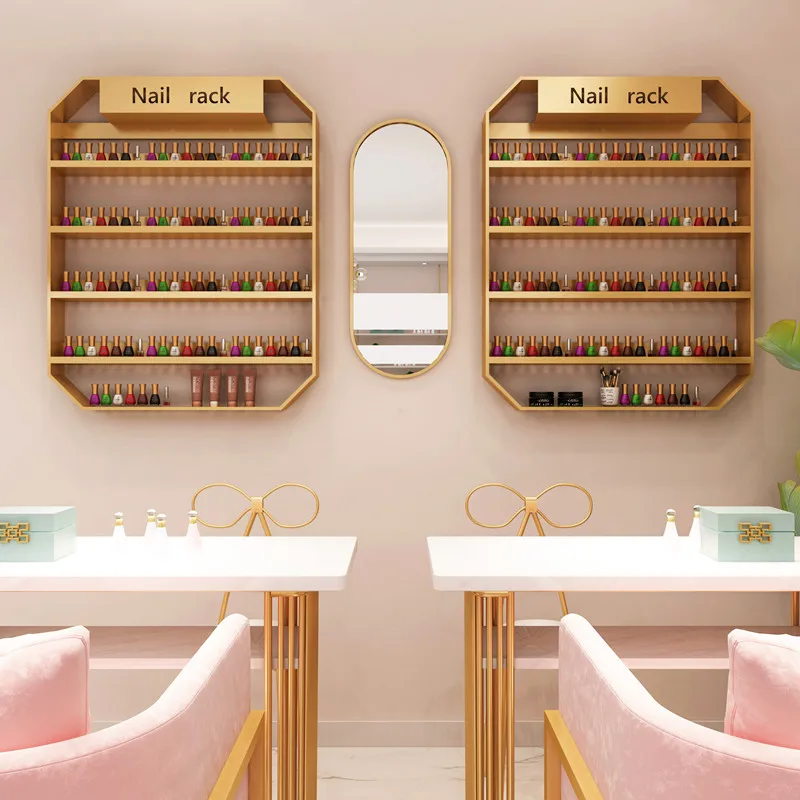 Nordic minimalist fashion manicure shop wall nail polish display rack