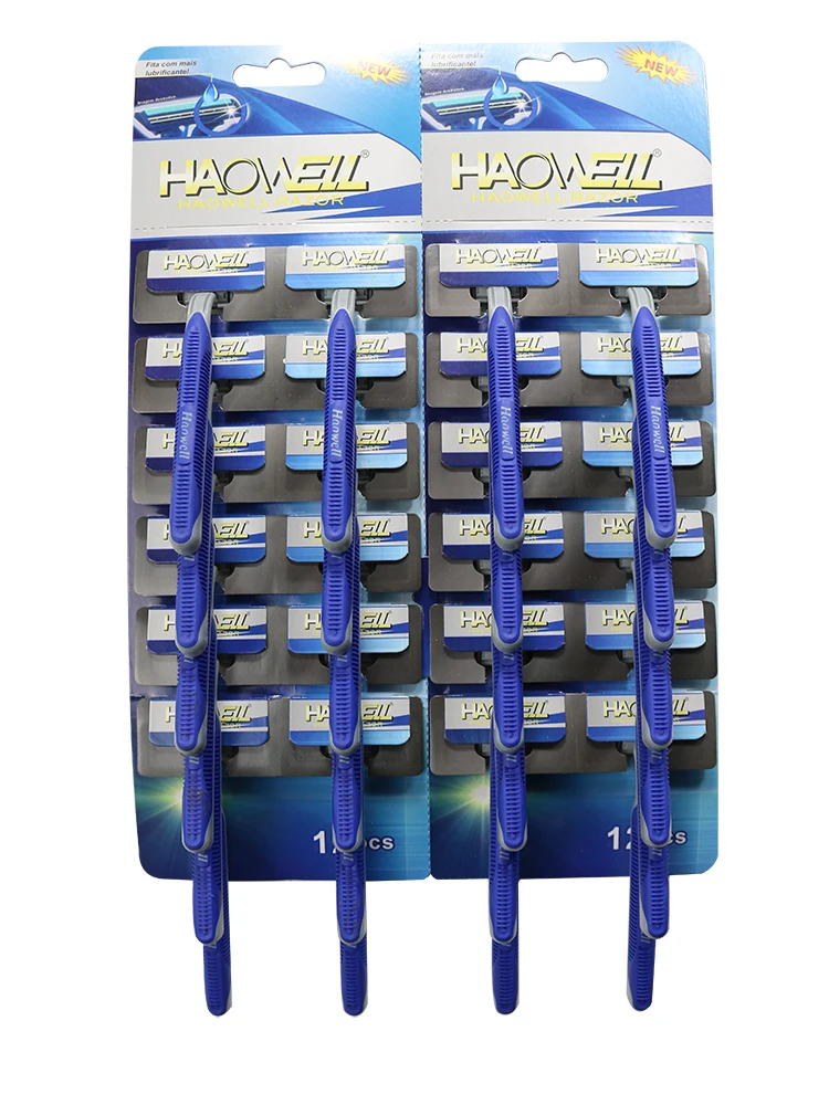 HW-B229GL fast delivery hot sale classic twin 2 two blade disposable shaving razor with ABS+TPR handle