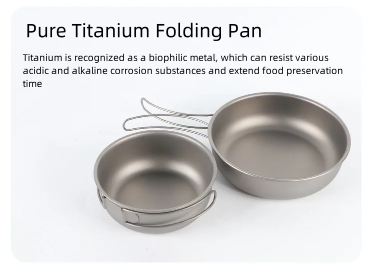 Wholesale multifunction China factory hot sale 200ml - 700ml light weight travelling pure titanium pans for outdoor camping