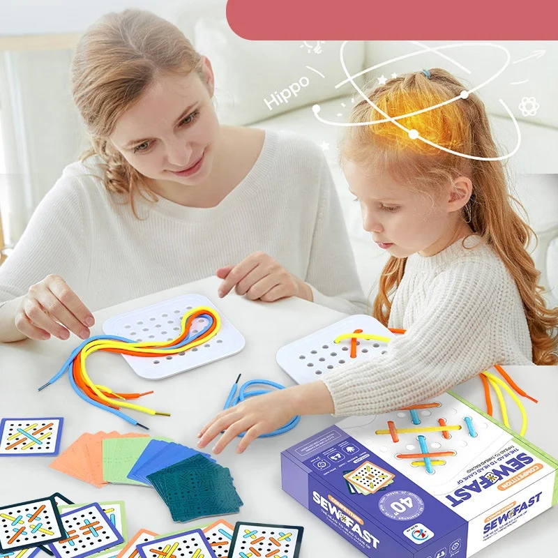 Puzzle Toys Learning to Wear Shoelaces Roping Thread Board Educational Toy Logical Thinking Toys