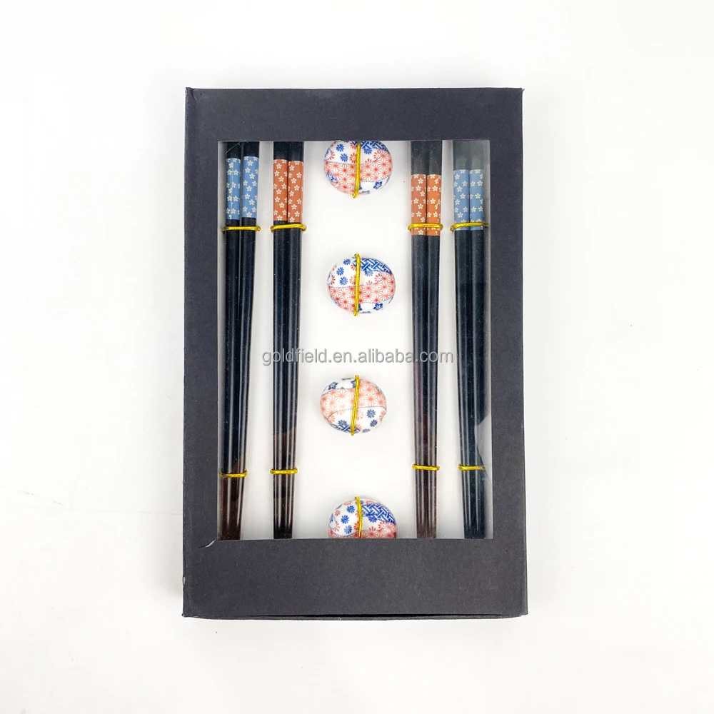 High-grade Chopsticks Japanese Korean Chinese Style Sushi 4 Pairs Gift Set Bamboo Reusable Chopsticks with Case