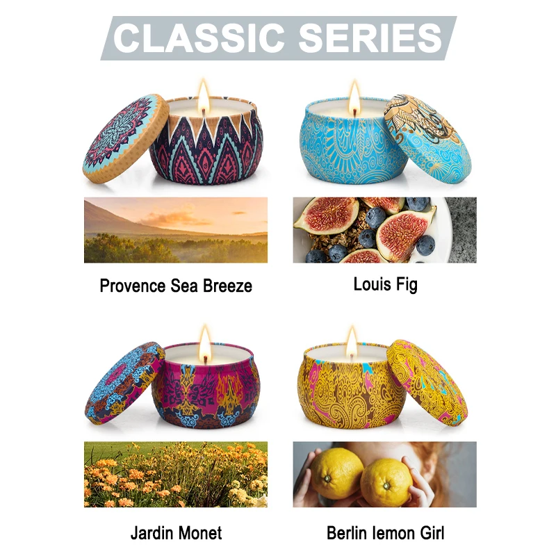 Лидер продаж оптовая продажа роскошный подарочный набор металлические Ароматические банки банка свечи ароматические из натурального соевого воска