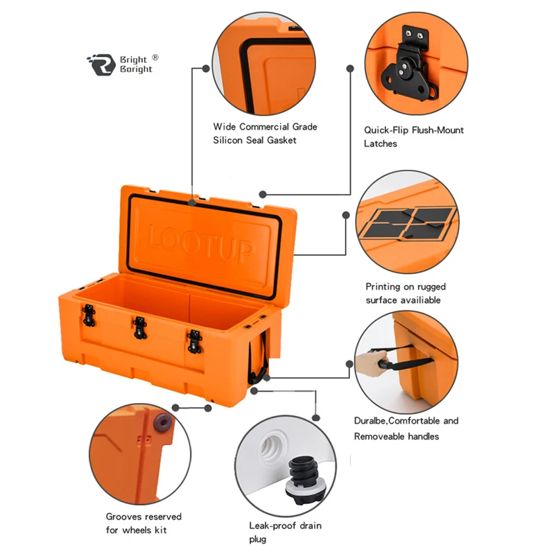 boright new 55QT Outdoor rotomolded hard ice cooler chest beer cooler standing ice chest cooler