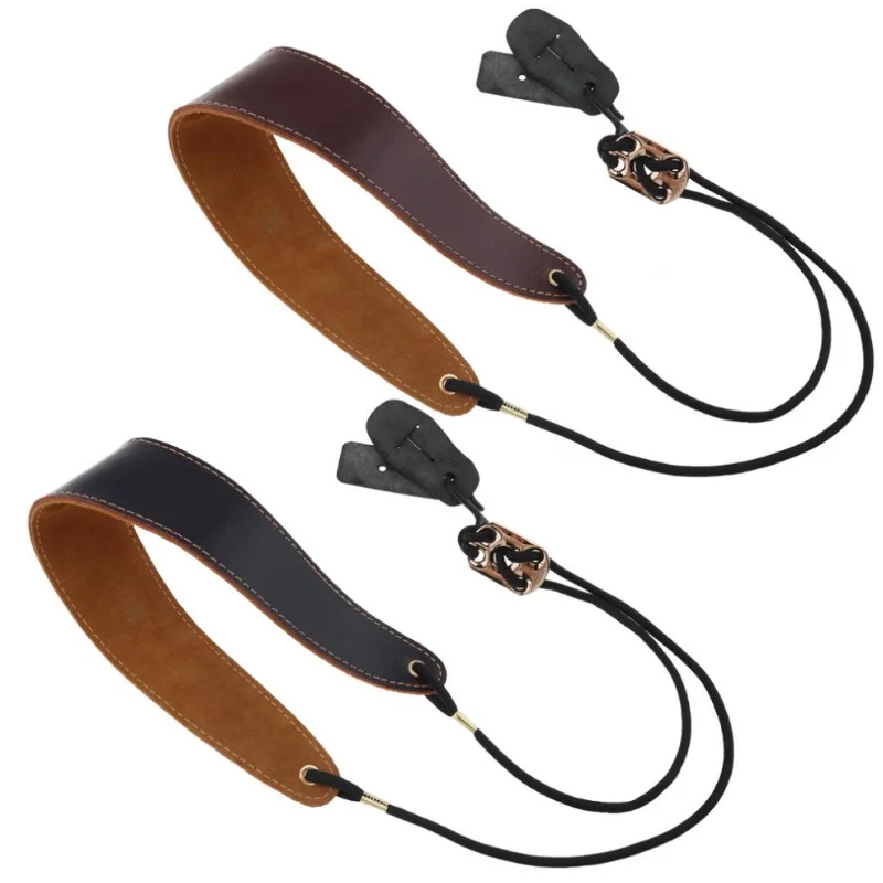 Adjustable Genuine Leather Saxophone Neck Strap Durable Clarinet Strap Single Shoulder Tenor Saxophone Belt