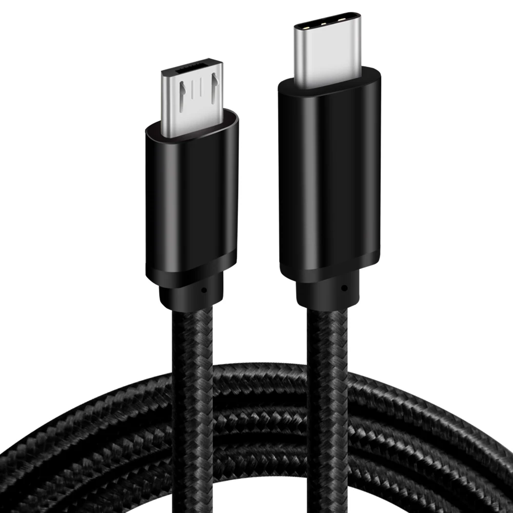USB C to Micro USB Cable 1FT Nylon Braided Type C to Micro USB Kabel Compatible with Galaxy S7/S6, HTC Sony LG Samsung