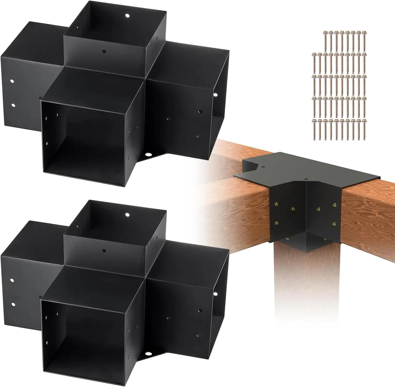 4x4 6x6 8x8 Elevated Wood Stand Pergola Brackets Kit Steel Post Shoulder Extension Pergola Kit Brackets