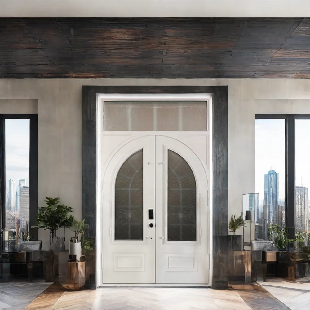Customizable Minimalist Forged Iron French Door Set Matt Black Villa Entrance Openable Glass Outdoor Security Door