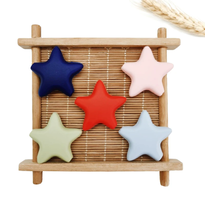 Hot Selling Food Grade Baby Silicone Beads Teether Baby Toy Star Silicone Beads For Jewelry Making
