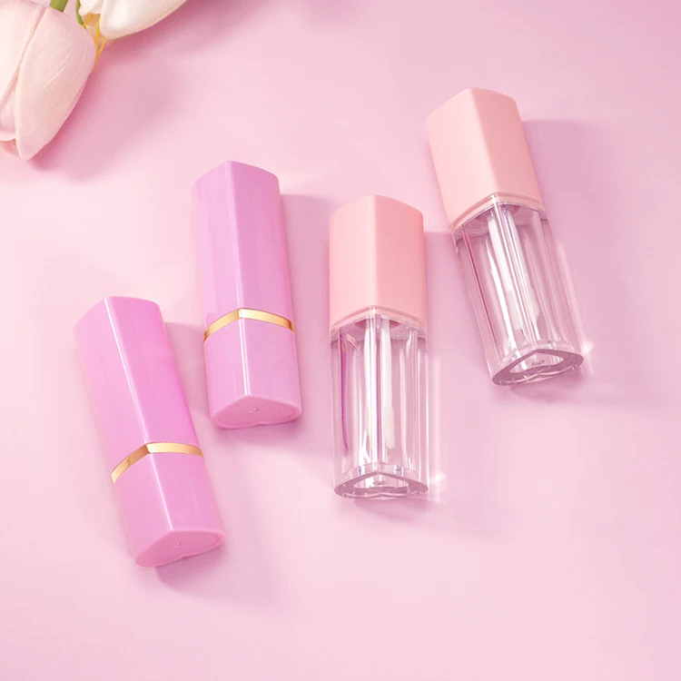 China wholesale shiny heart shape custom pink lipstick packaging