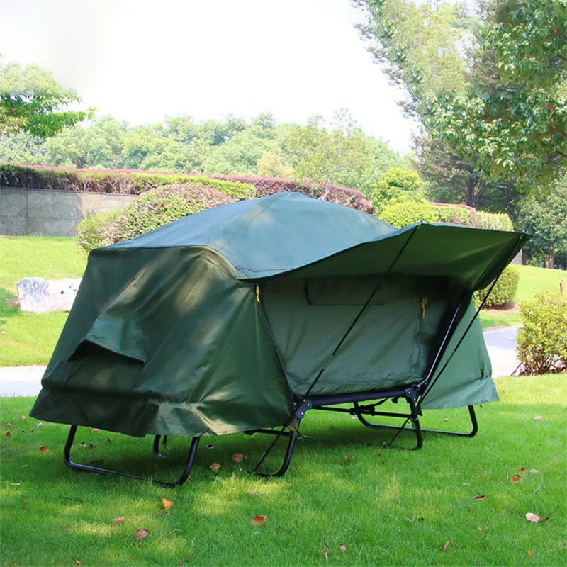 Outdoor off-ground fishing tent wild double thickened rainproof two-person camping tent folding portable warm tent