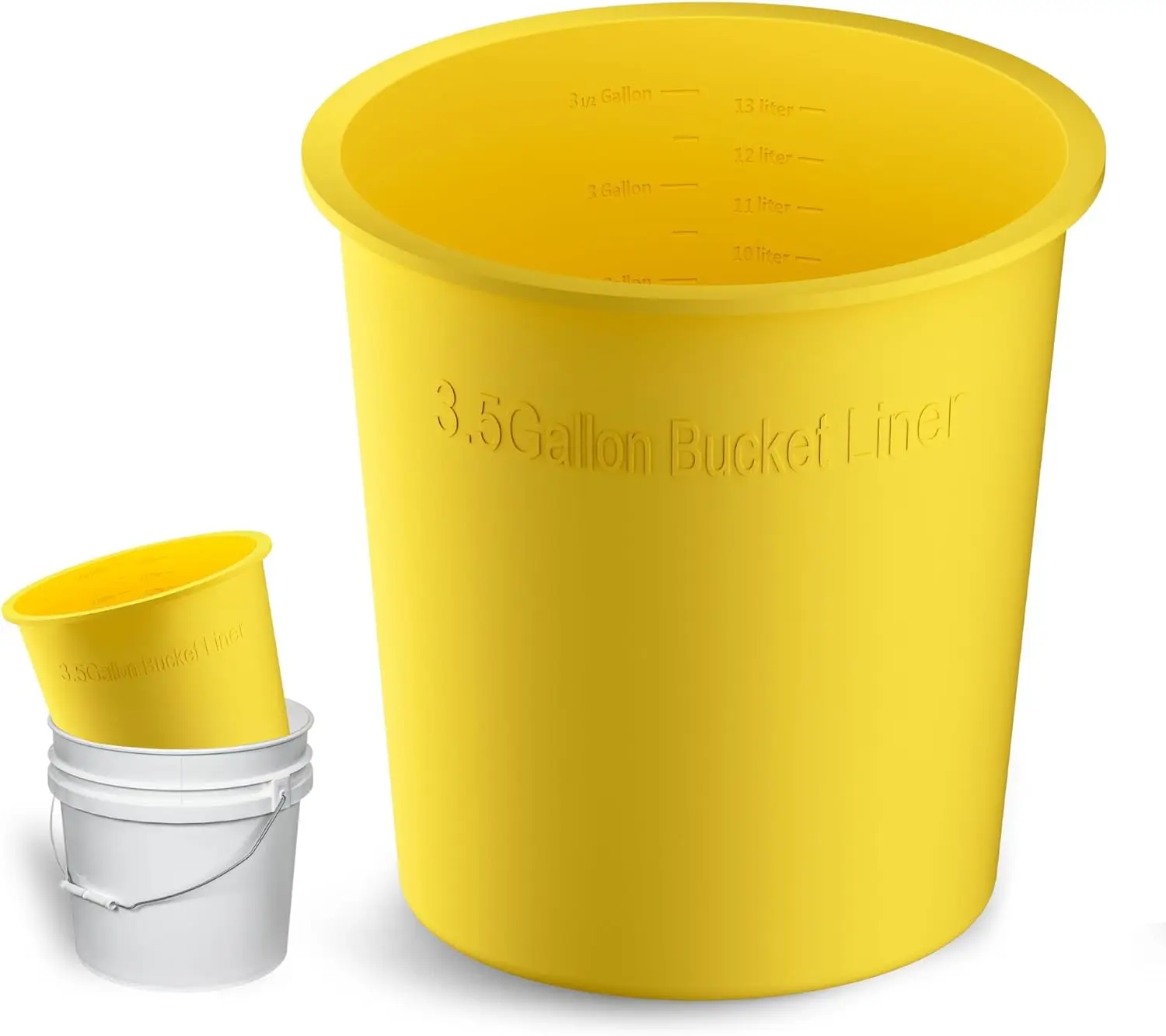 Silicone 3.5 Gallon and 5 Gallon Bucket Liner for Concrete Mix Mud Food Storage and Paint-2 PCS Reusable Rubber Bucket Saver