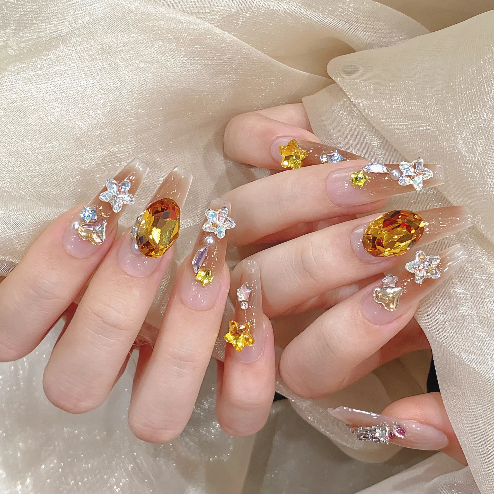 High quality wholesale prices  Nail art design  Rhinestone decorative design artificial nails false nails