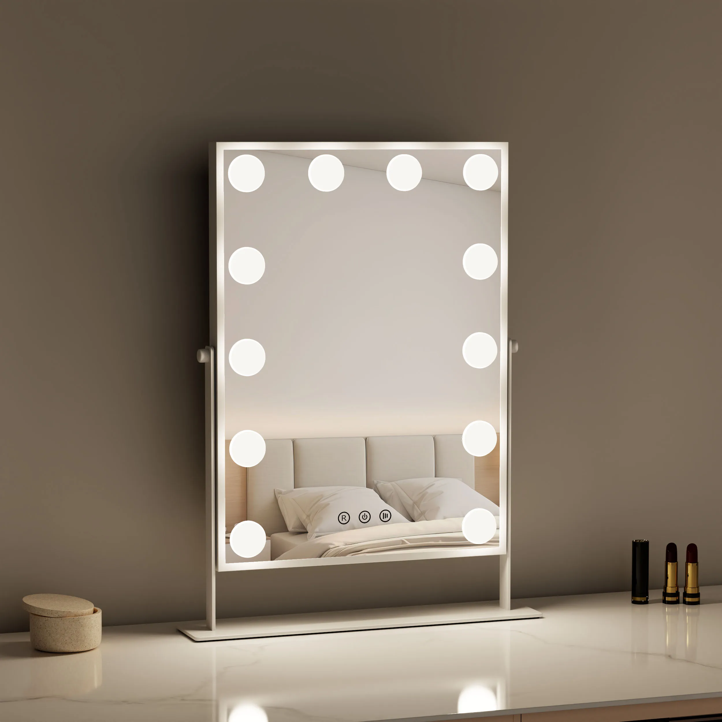 Custom Logo Portable 12v Adapter Make Up Lighted Bulbs Cosmetic Hollywood Vanity Makeup Mirror With Led Light