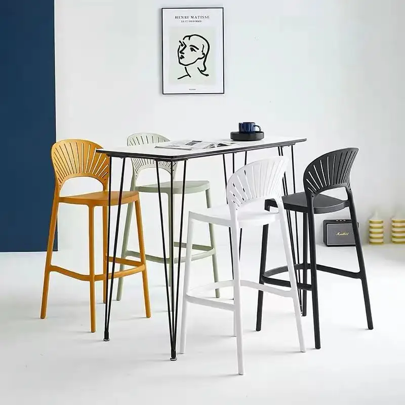 industrial restaurant furniture durable plastic frame dining chair High plastic kitchen bar stool height bar chair