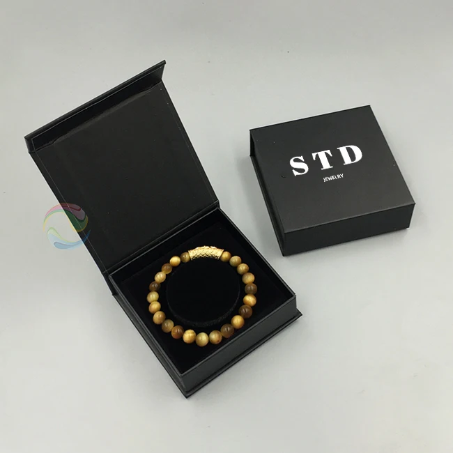 Wholesale Black Custom Logo Magnetic Jewelry Bead Bracelet Gift Box