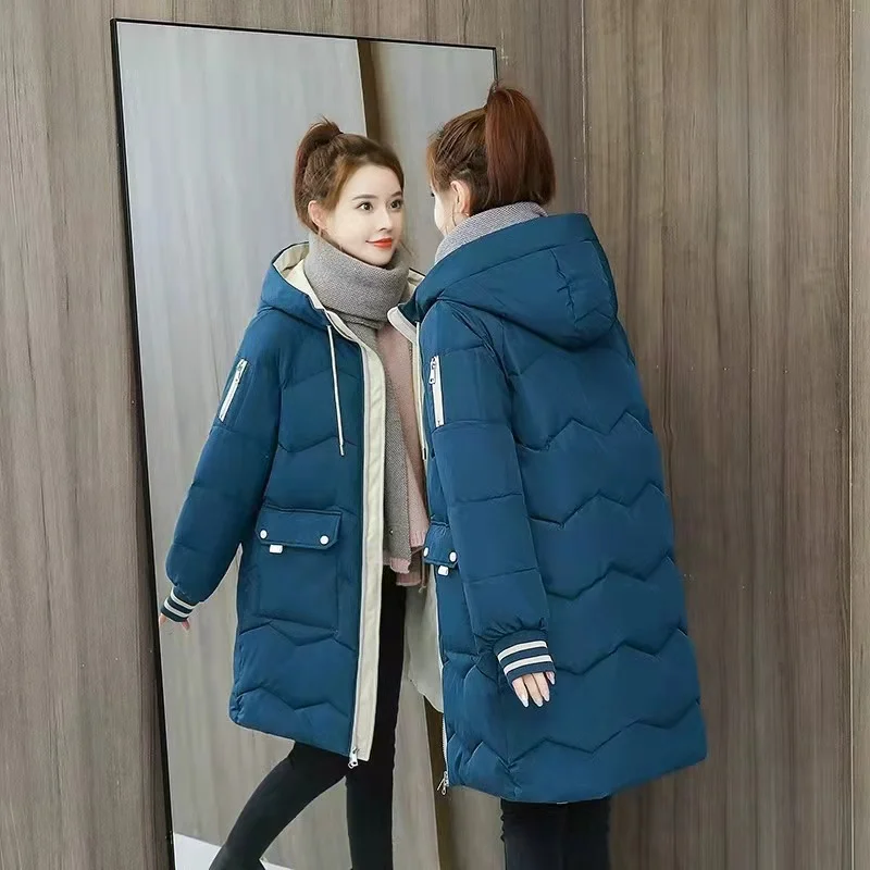 2022 Winter Women Jacket Coats Long Female Down Hooded Overcoat Thick Warm Jackets