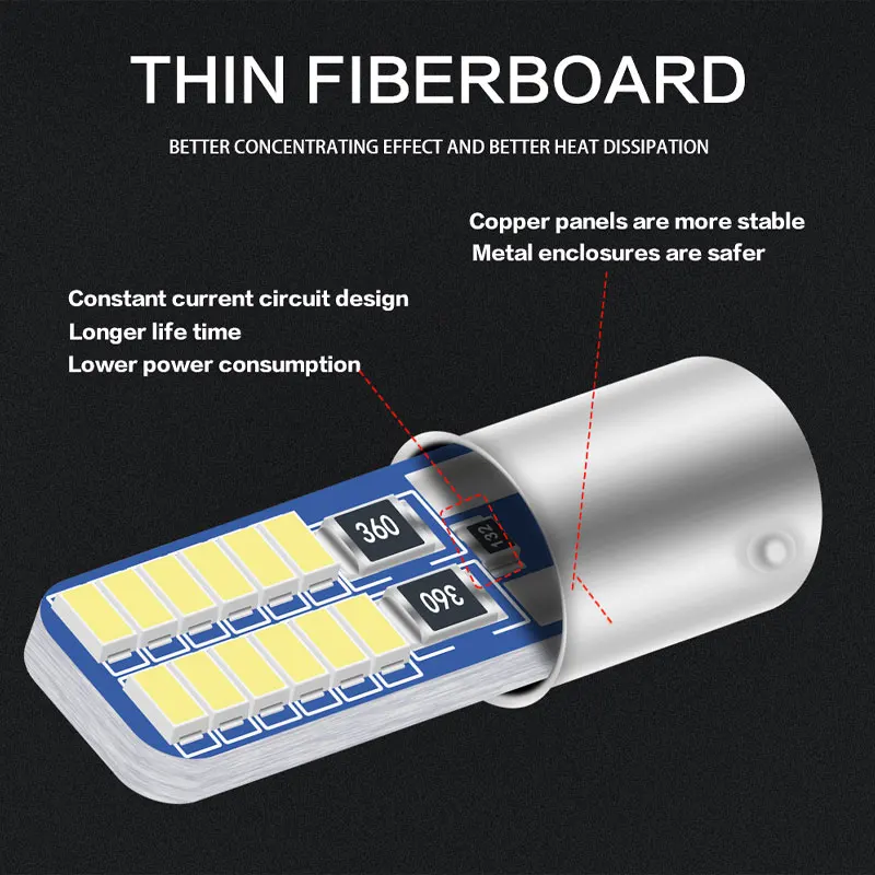 3014  Chips Bulb For Cars Roof lights Mirror lights License Plate Lights 12V  Ba9s Led T4W H6W Led 24SMD