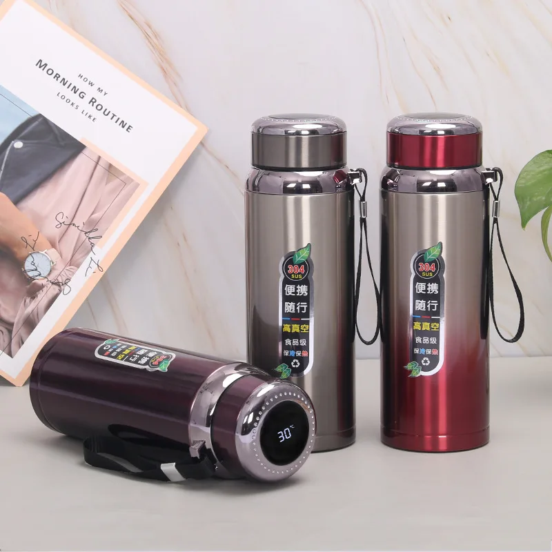 600/800ml Large Capacity Smart Thermos Portable Digital Temperature Display Sensor Coffee Tea Water Bottle Gift Cup Customized