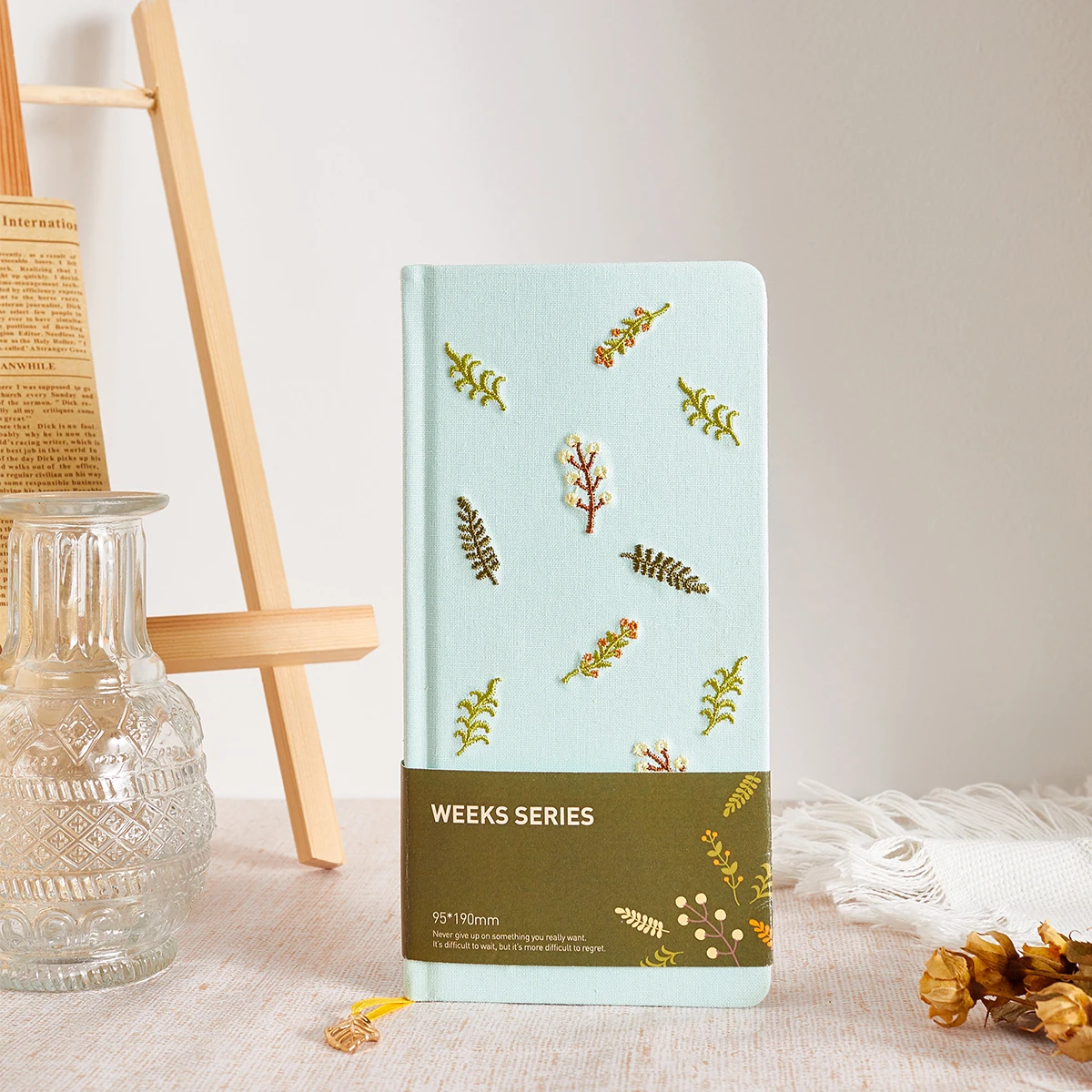 Custom Logo Hardcover Lined Ruled Paper Embroidery Journal Fabric Linen Notebook