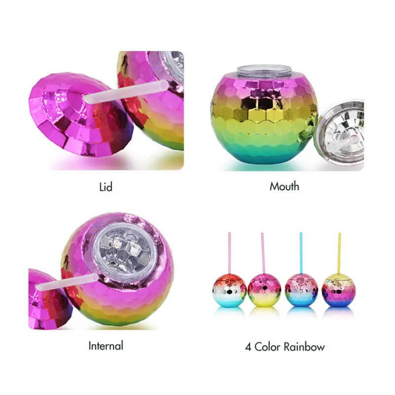 JWT Colorful Disco Ball Drinking Cup 20oz disco party cup bpa free plastic ball tumbler