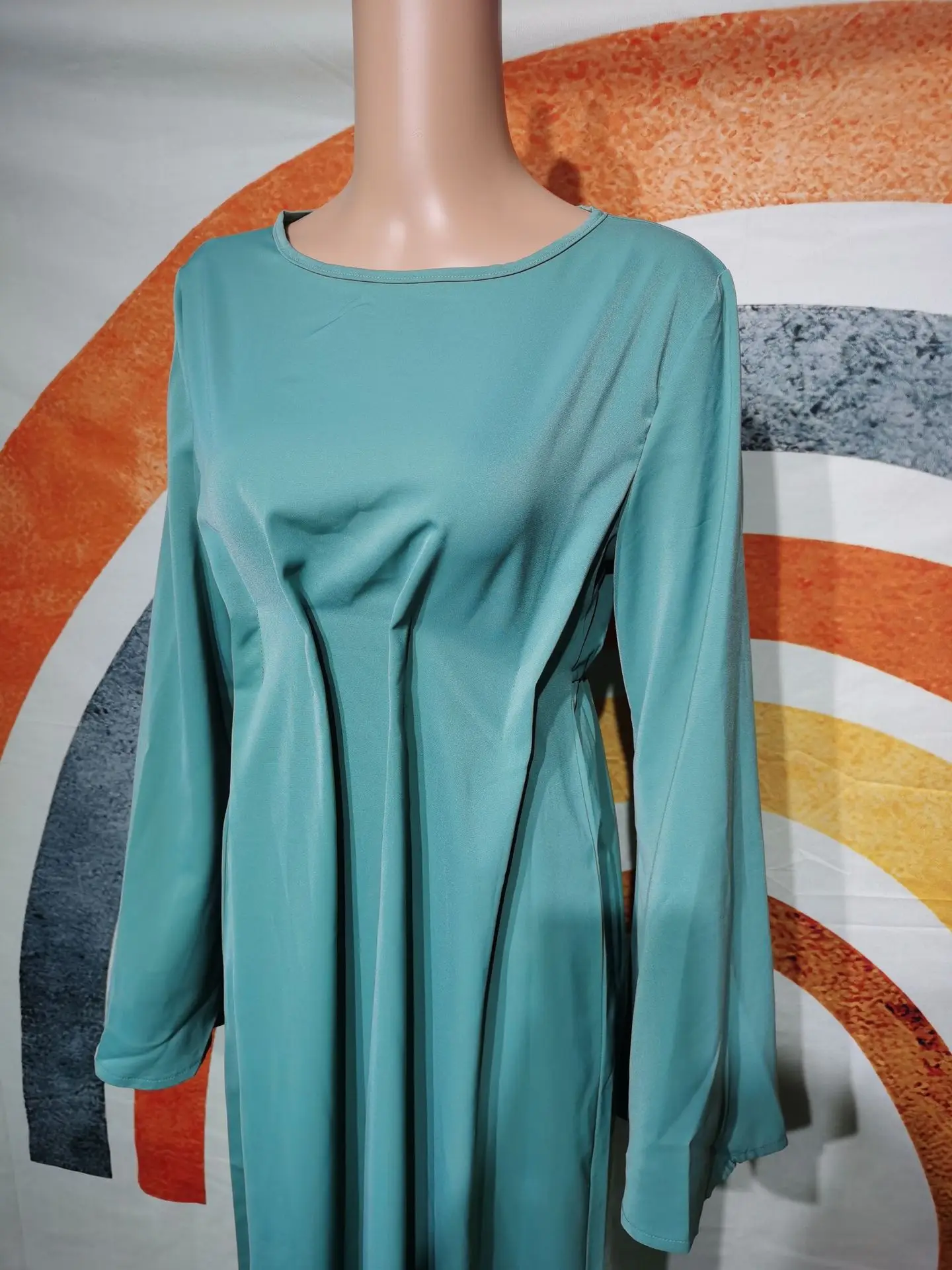 Islamic Women Crew Neck Dress Muslim Eid 2024 For Muslim Girl New Fashion Plain Modest Abaya Clothes