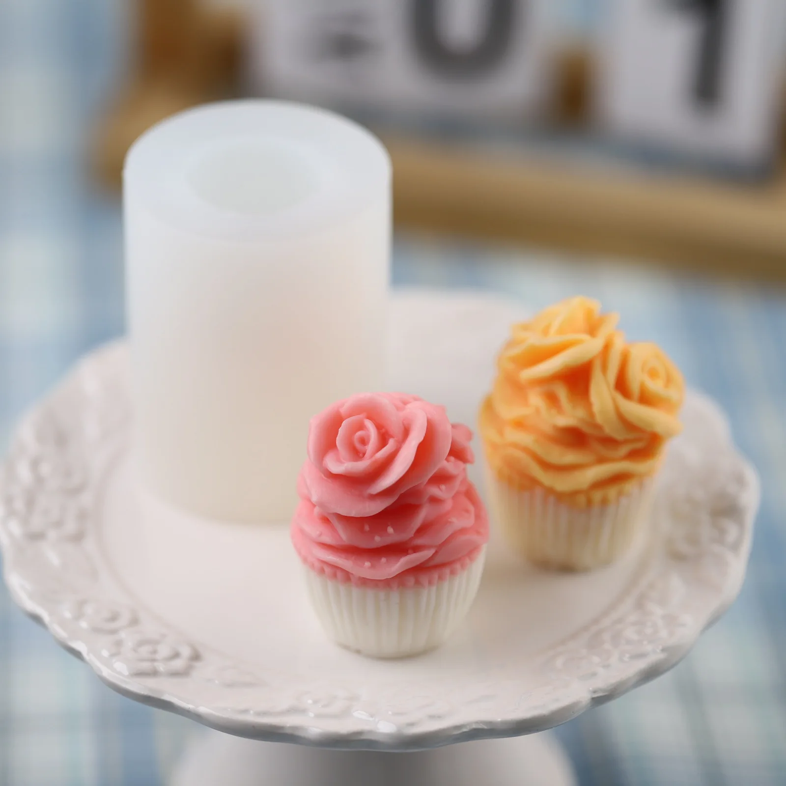 T3012 3D mini cupcake molds Cream flowers baked desserts DIY scented candle silicone molds