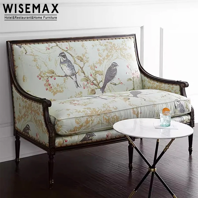 WISEMAX мебель дом диван набор роскошный для дивана Роскошная гостиная в китайском стиле резьба по дереву птица ткань стул