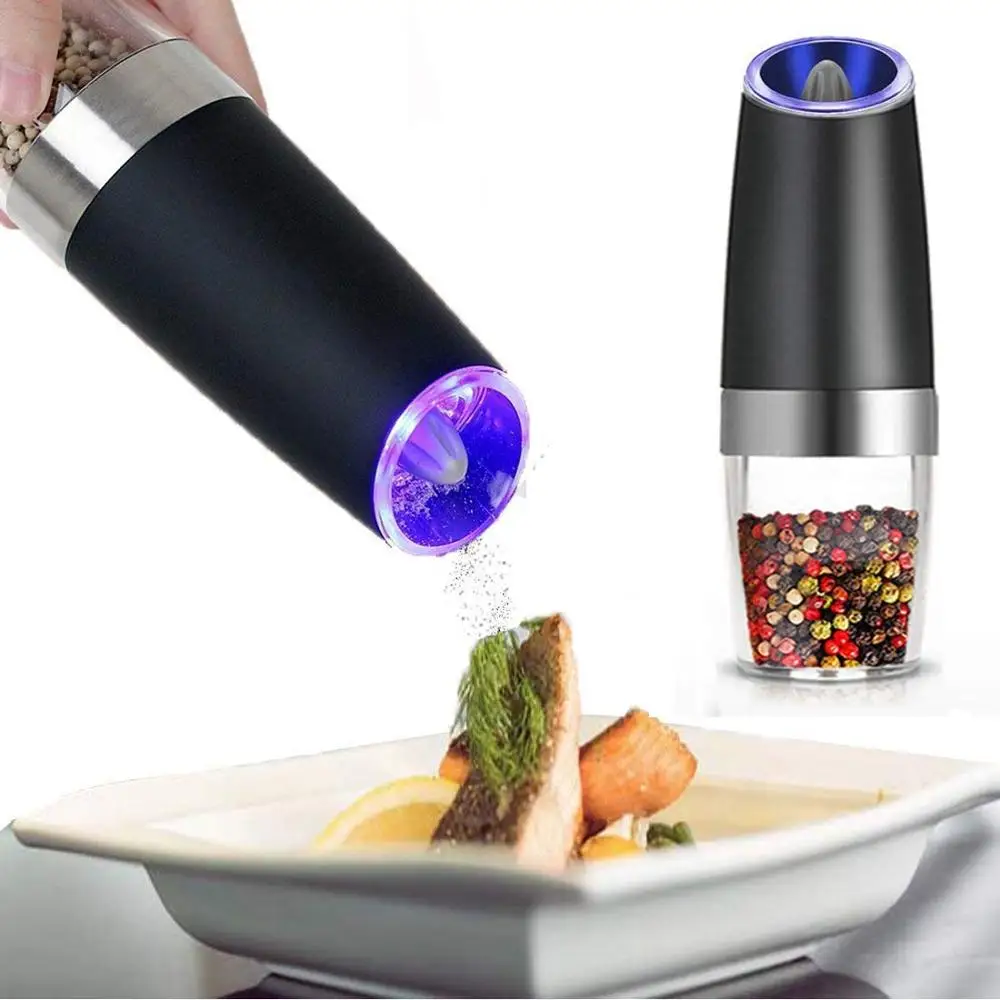 Handheld gravity battery operate salt and pepper mill spice grinder