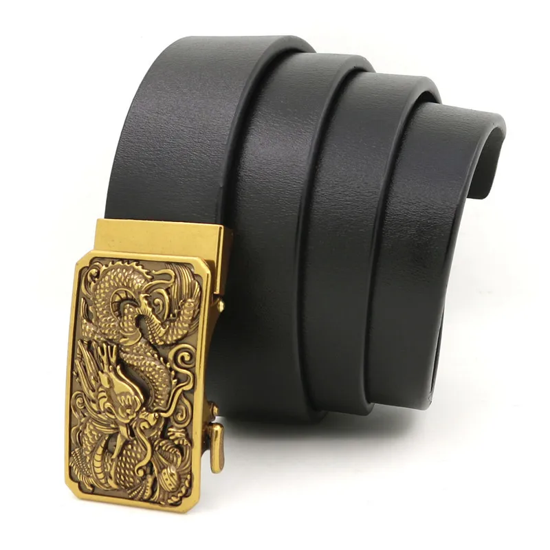 Factory Customized Zinc Alloy Second Class Pu Leather Crocodile Dragon Head Automatic Belt
