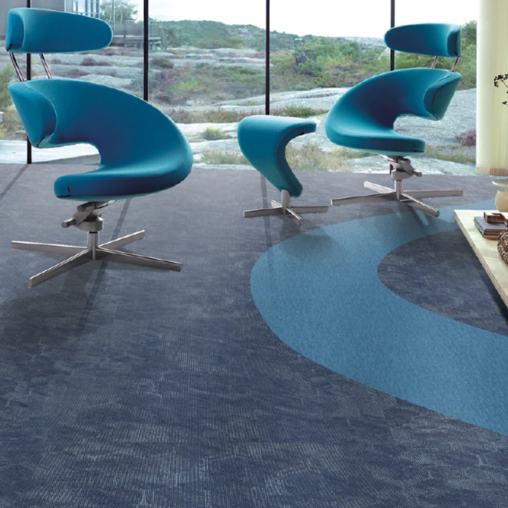 Eco-friendly 60x60 nylon carpet tile yellow commercial carpet tiles noise reduction puzzle office carpet tile for auditorium