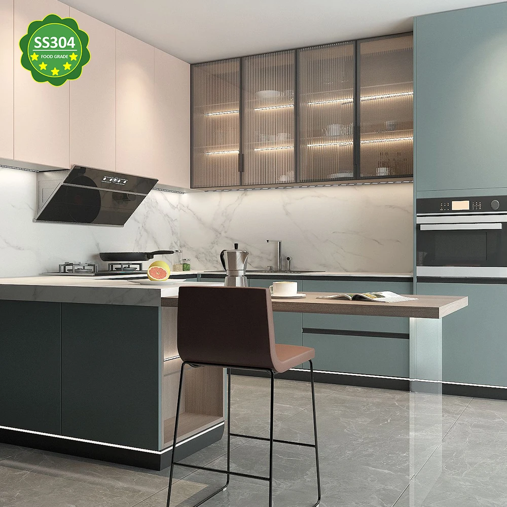 Hyxion Stainless steel corner basket unit set modern whole set kitchen cabinets