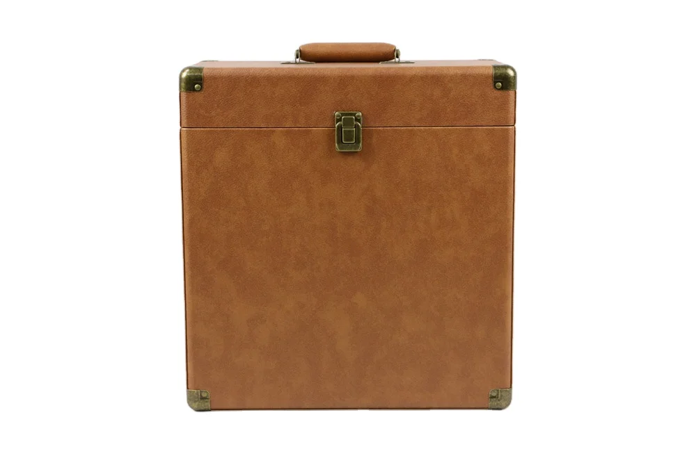 Brown PU Leather  Record Case 12 Inch Vinyl Case for 25/50/75/100 Lps Custom  High Quality CD Case