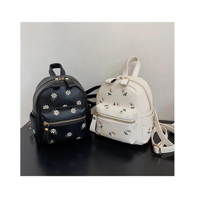 2021 Trendy School Backpack for Girls Wild Women Shoulder Purses Ins Chest Knapsack Flowers Backpacks Mini Ladies Embroidery PU