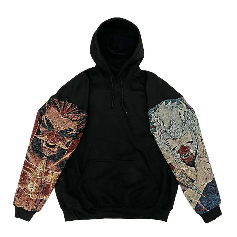 2023 New Design Custom Manufacturer Men Woven Sleeve Tapestry Anime Hoodies