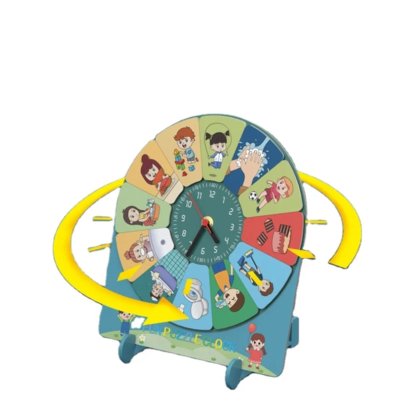 Montessori Educational Time Cognition Toy Wooden Magnetic Jigsaw Puzzle Fridge Magnet Number EN71 Teaching English Color Box