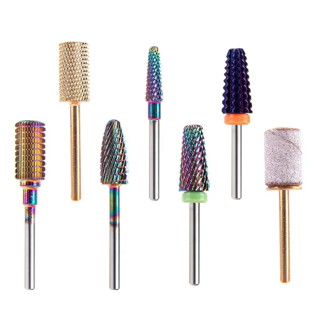 Professional Wholesale 5 in 1 Remove Gel Acrylic Nails Tool Tapered manicure Drill Milling Cutter Safety Carbide Nail Drill Bits