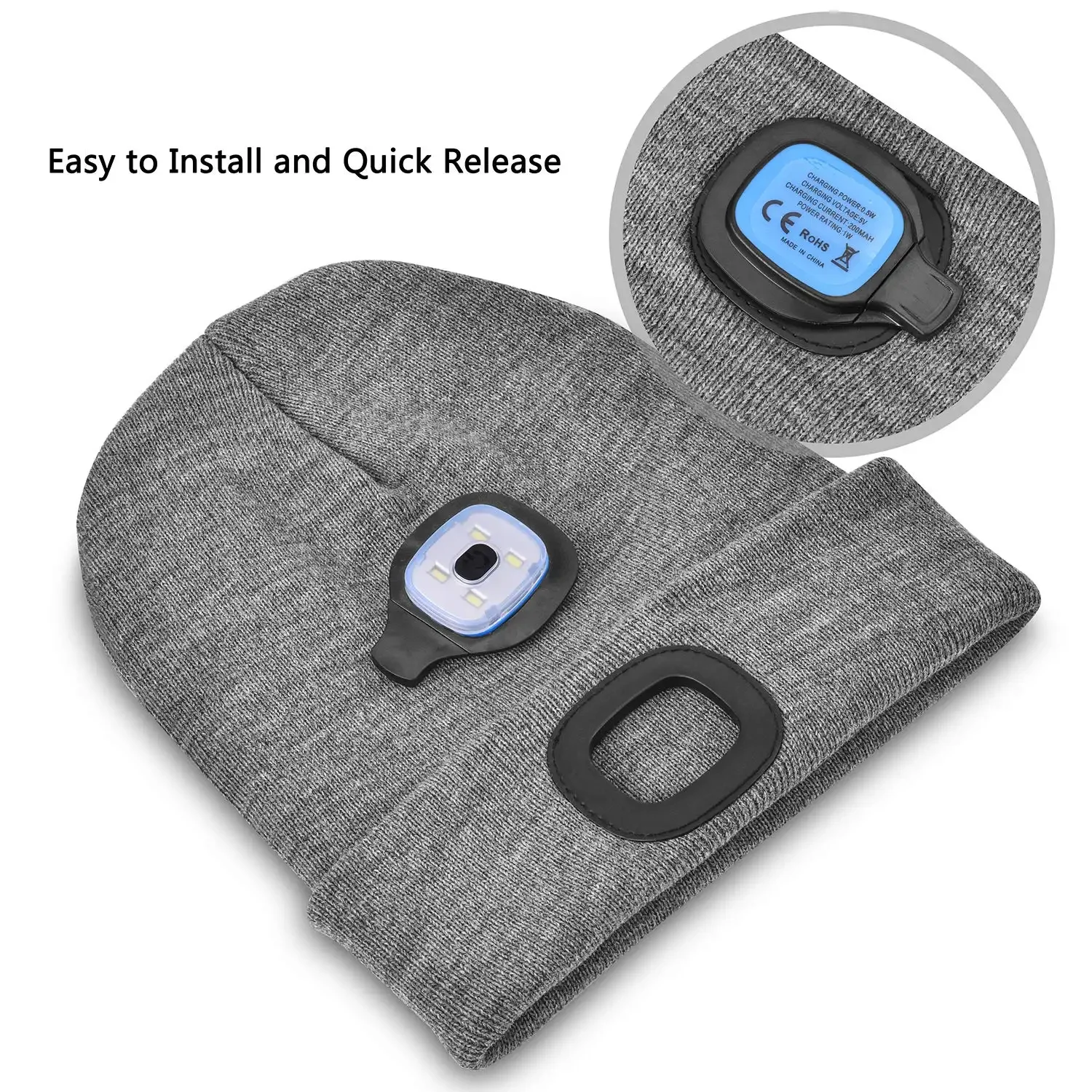 Led Winter Beanie Hat with Light USB Rechargeable Night Flashlight Knitted Hat LED Lighted Winter Beanie Headlamp hat with light