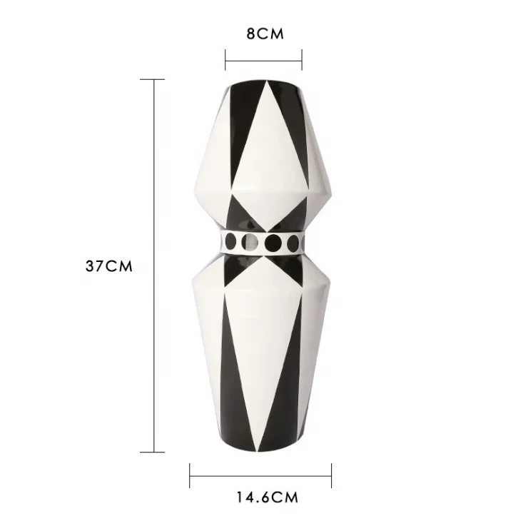 wholesale black & white stripe modern ceramic flower porcelain glaze vase  for home decoration