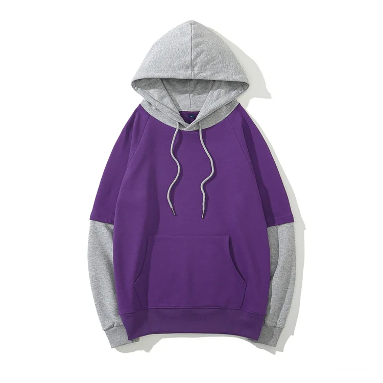 JACKETOWN New Fashion Custom Long Sleeve Block Color Hoodie Pullover Hooded Sweatshirt Men