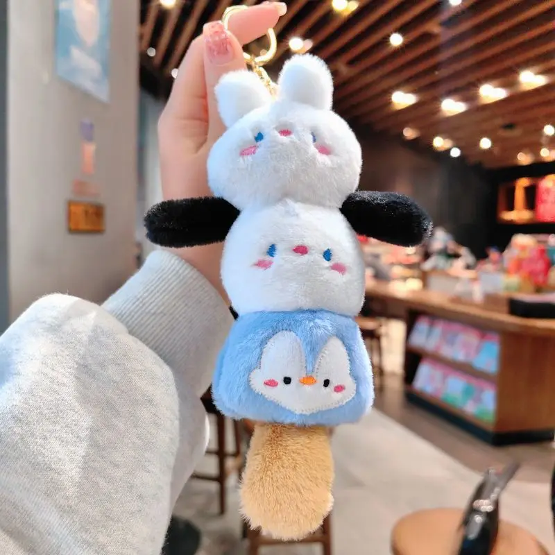 Hecion 2024 New Creative Cute Doll Jenga Keychain Plush Toy Pendant Car Key Chain Bag Pendant Small Gift