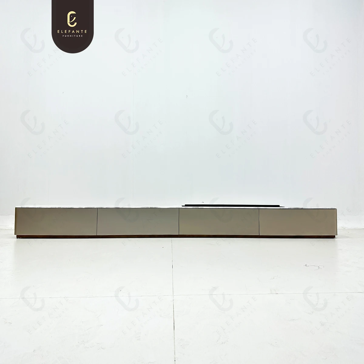 Modern Minimalist Natural Marble Countertop Extra Long Wide Tv Console With RGB Lights