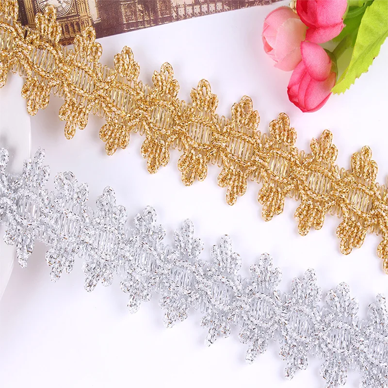 Wholesale Price Hot-sell Customize Metallic Yarn Gold Lace Trim Ethnic Webbing Lace