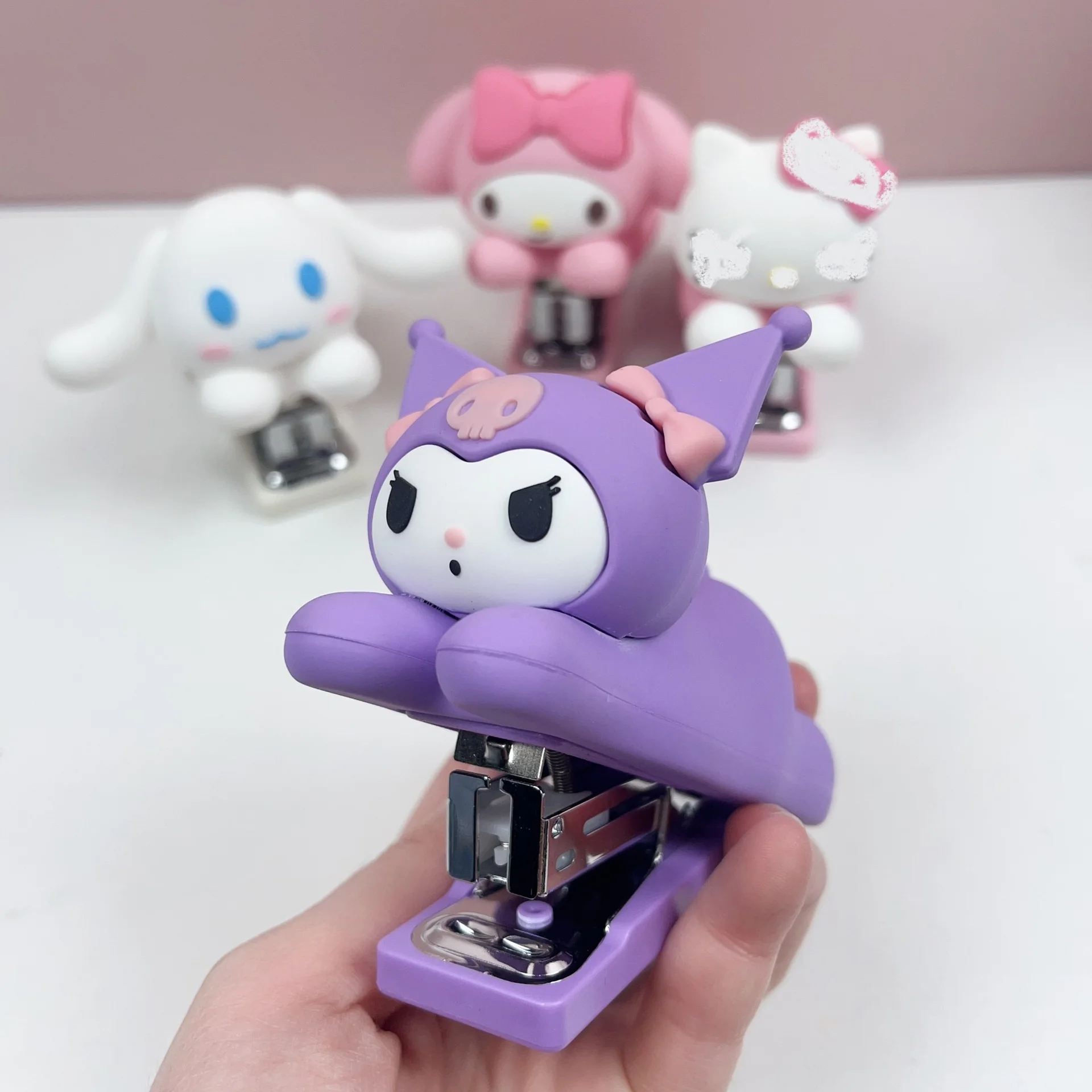 DHF Sanrioed Stapler Staple Kawaii Stationery Students Office Binding Tools Kuromi Cinnamoroll My Melody Kids Girls Gift