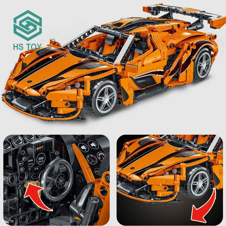 HS 1:14 Scale Orange Technol RC Mould King Mini Brick Car Building Set Other Toy Vehicles Plastic For Sale