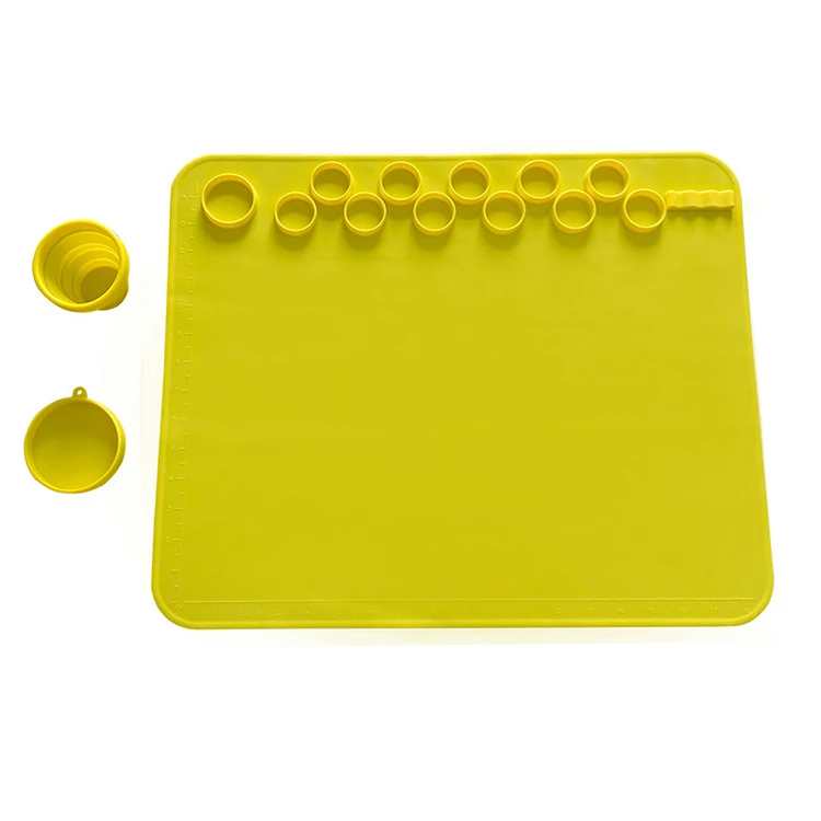 Education multifunction washable silicone craft mat non-stick graffiti pad non slip silicone painting mat with cup
