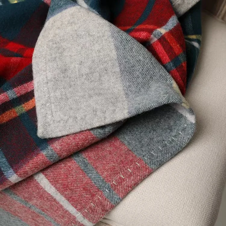 Inner mongolia cashmere travel wrap stole scarf wool oversize plaid blanket doubled sided shawl wholesale