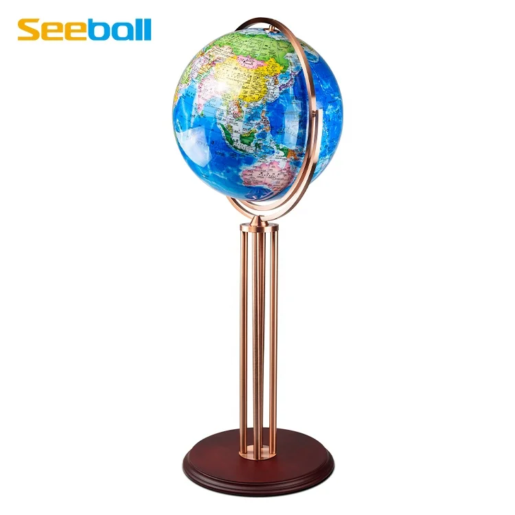 Seeball 42 cm Four-column vertical universal red bronze globe for Popular Science Education and Decorative Craft Gifts