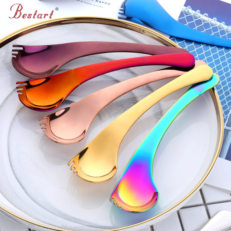 Хит продаж титановый салат из нержавеющей стали десерт мороженое креативная ложка с зубами