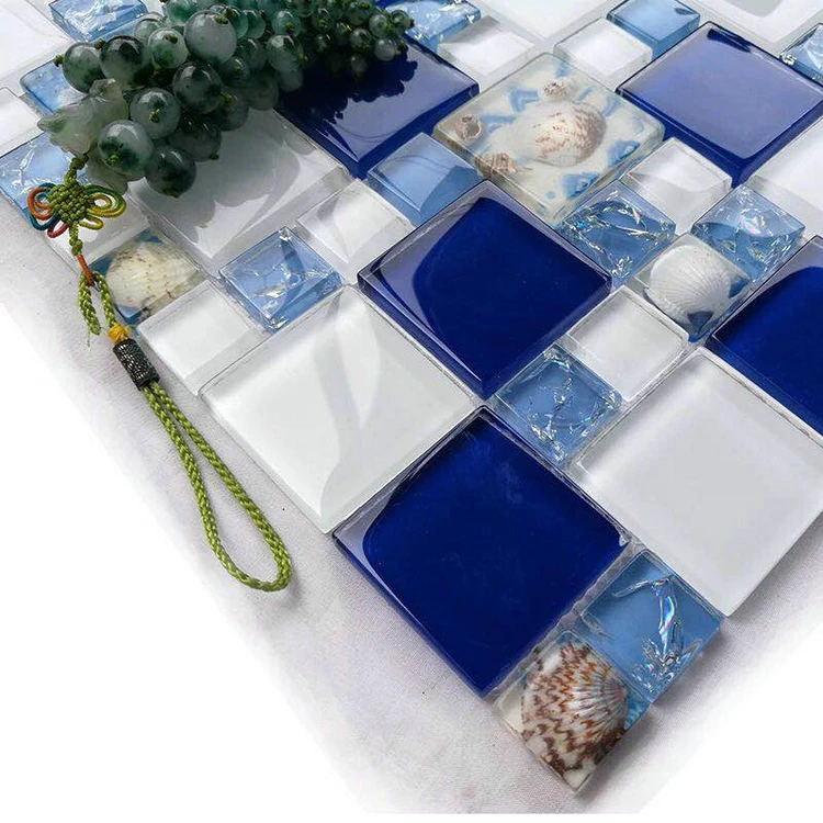 Custom made resin seashell backsplash mosaic tile