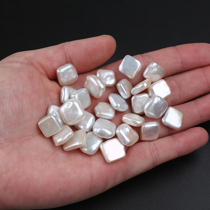 12-19mm three size AAA good quality natural white loose real freshwater square pearl beads